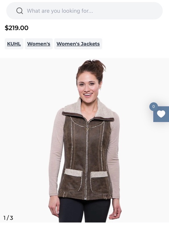 Kuhl Jackets & Blazers - KUHL Brown Shearling-Trim Vest with Cream Accents